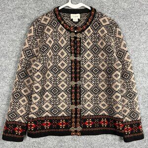CAMBRIDGE Dry Goods 100%‎ Wool Clasp Cardigan Sweater Size Small Nordic